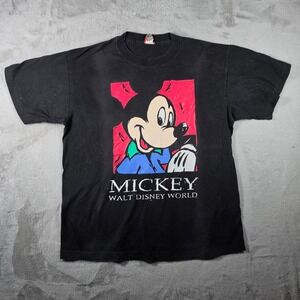 Disney Designs Mickey Mouse Shirt Mens Large Black Vintage Walt Disney World 90s